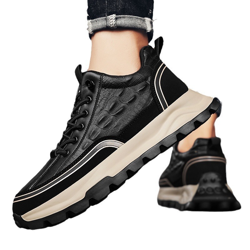 2024 Fashion New Thick Bottom Comfortable and Durable Explosive Thick Heel Anti slip Lightweight Sports Mens Martin Boots