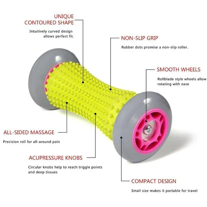 Foot massage roller fascia roller full body muscle manual massage leg and neck relaxation device blue and pink 240713
