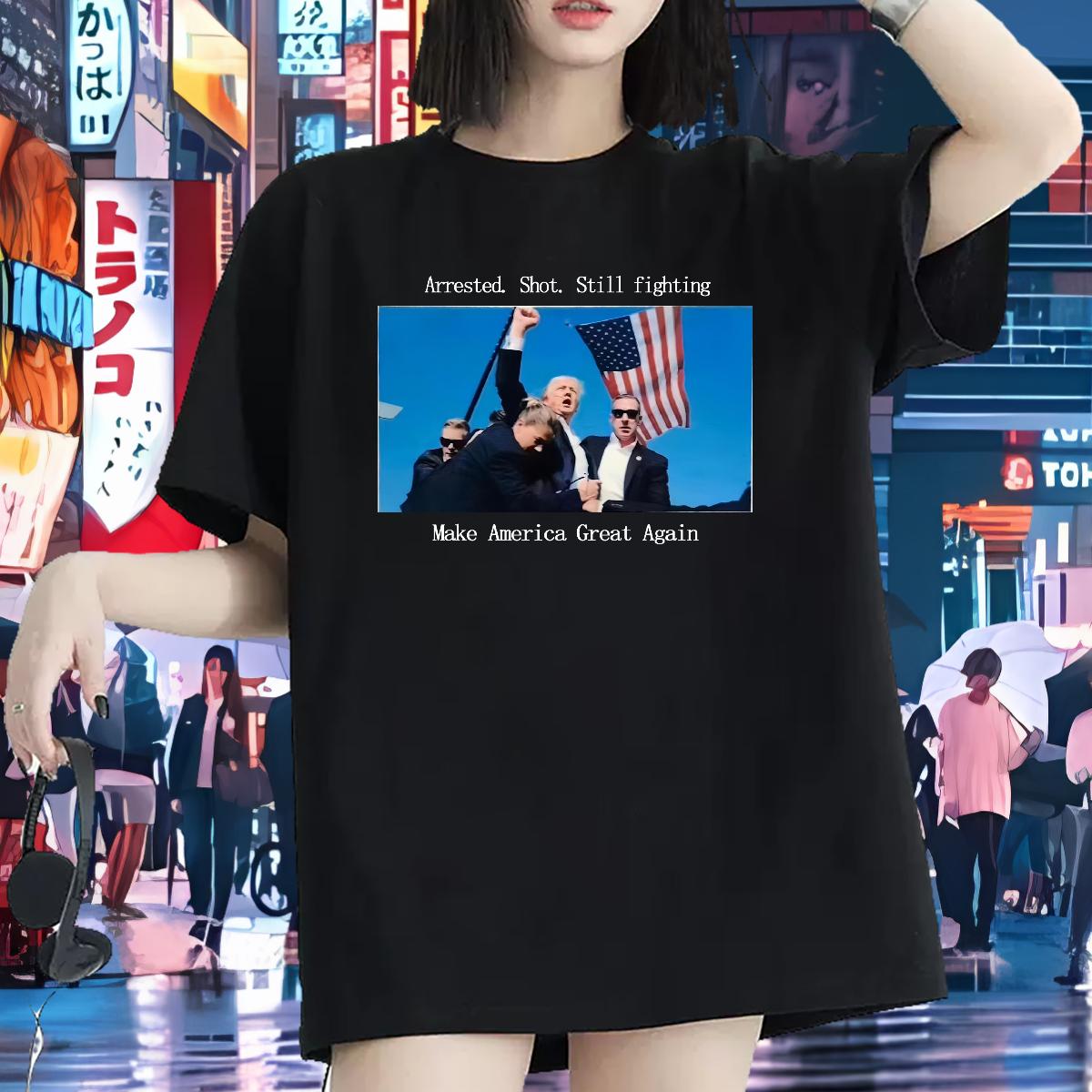 DIY T-Shirts 230g 100% Cotton Breathable Crew Neck presidential election Cartoon Floral Printing Tops Tees Beach Soft Tshirt for Man Woman