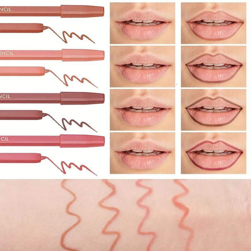 12 Shades Matte Lipstick Pen Nude Pinkish Matte Solid Lip Gloss Waterproof Long Lasting Lipstick Pencil Lip Liner Pen Lip Makeup 240713