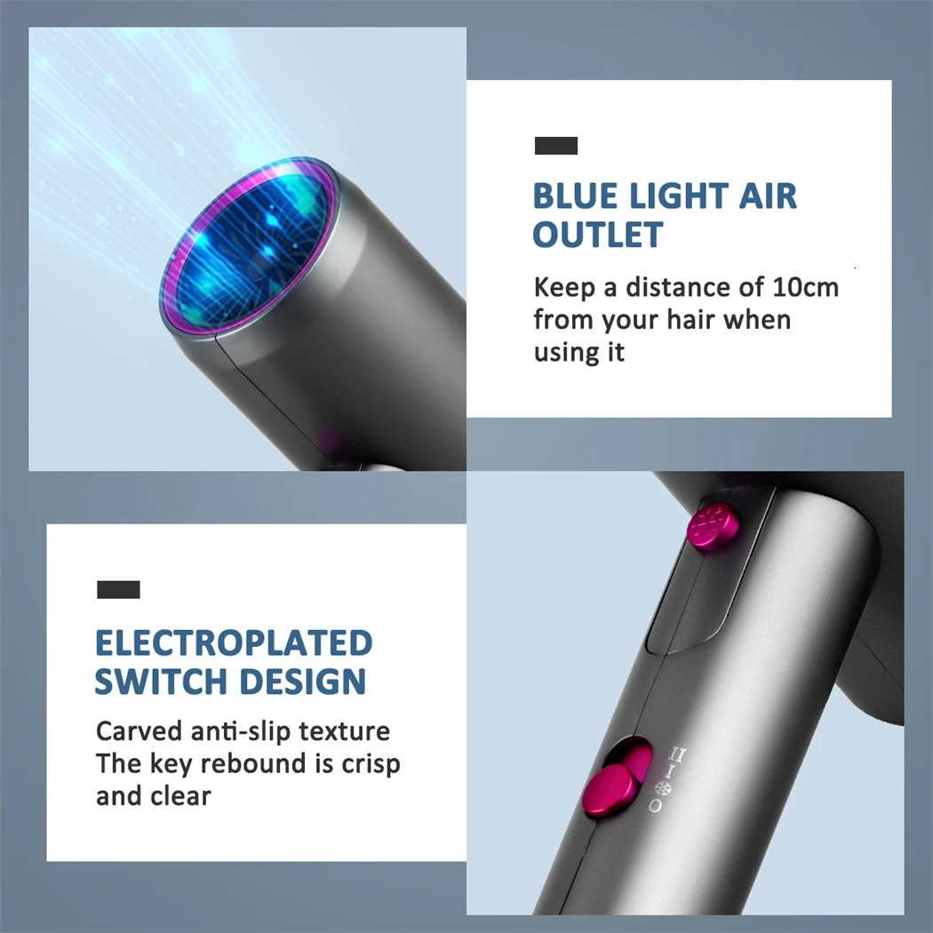 2200W Hairdryer Professional Highspeed Cold and Wind Powerful Hairdryer Negative Ion Low Noise Hair Salon Hairdryer 240708