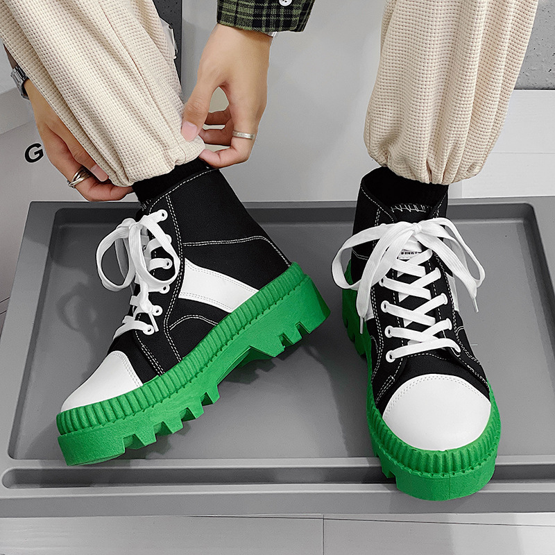 designer shoes in black white 2024 Fashion New Bottom Comfortable and Durable Explosive Thick Heel Anti slip workwear Shoe Leather High Top Martin Boo