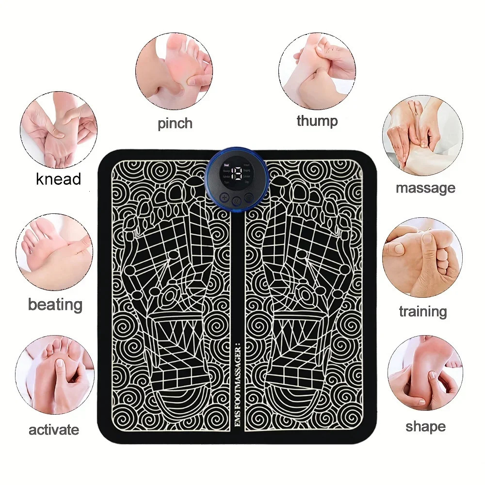 Electric Foot Massage Pad USB Charging Relaxation Foot Acupoint Massage Improves Blood Circulation 8 Modes 19 Levels Relaxation 240713