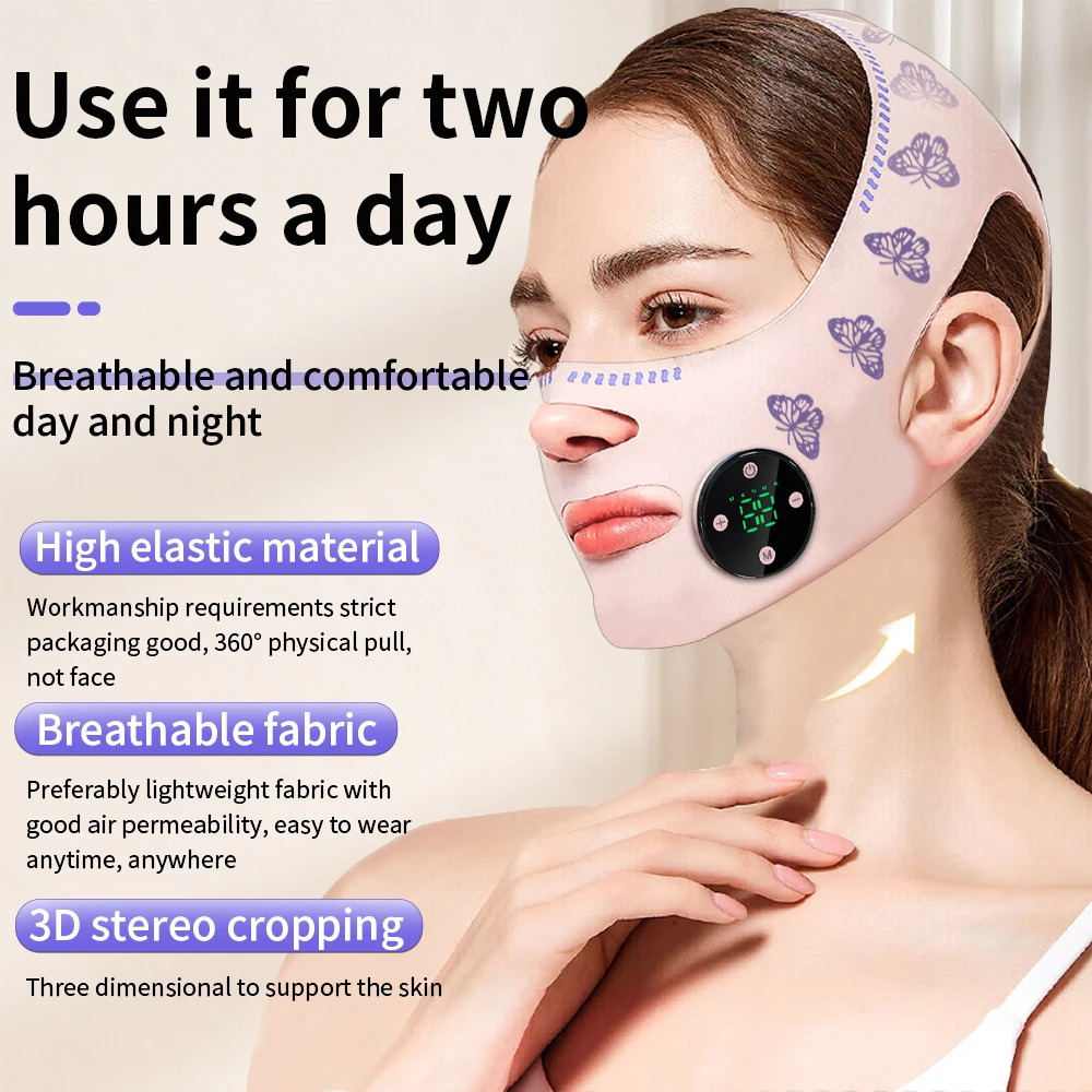 EMS Head Massage USB Charging Face Slimming Belt Face Reduce Double Chins Cheeks Improve Face Slimming mask 240713