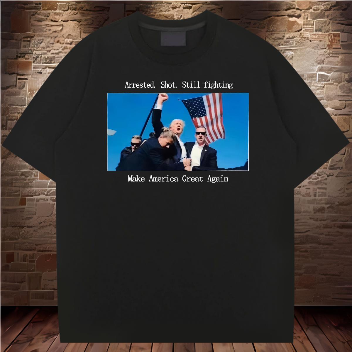 Fashion Designer Men T Shirts Trump shooting incident 230g 100% Cotton Skull Couples T Shirts Casual Beach Round Neck Short Sleeve Comfortable Wear