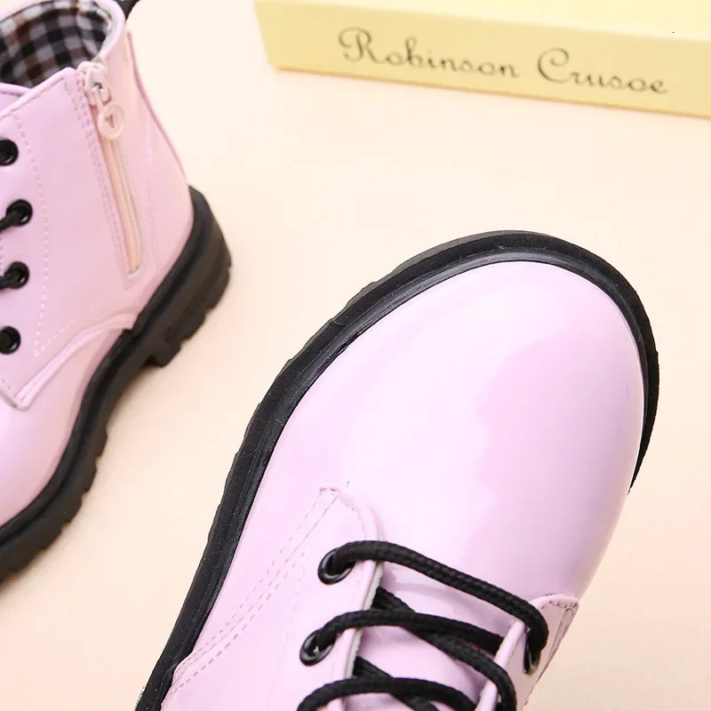 Spring Autumn Ankle Boots for Girls Black/Red/Pink/Yellow Toddler Boy Boots Childrens Kids Leather Shoes Kids Waterproof A11171 240710