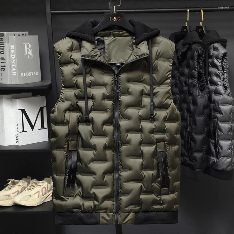Men's Jackets 2024 Man Vest Jacket Winter High Quality Waistcoat Casual Sleeveless Hooded Coat Asian Size
