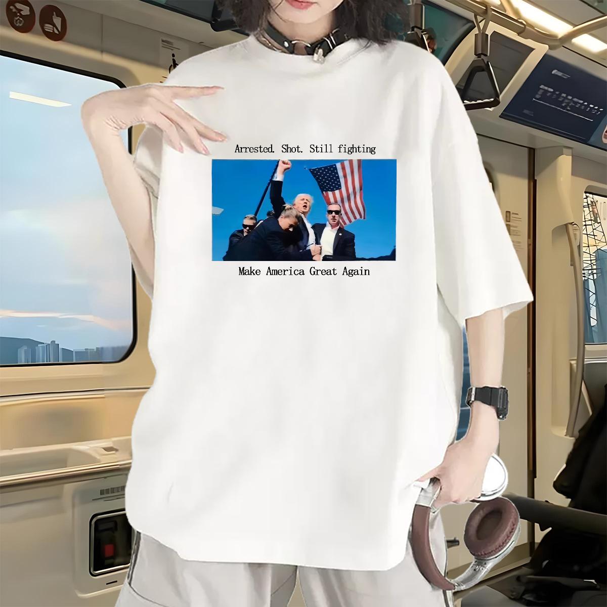 2024 T-Shirts 100% Cotton 230g Crew Neck Cotton Breathable Make America Great Again Custom Printed Tshirts Sport High quality Unisex Tshirts