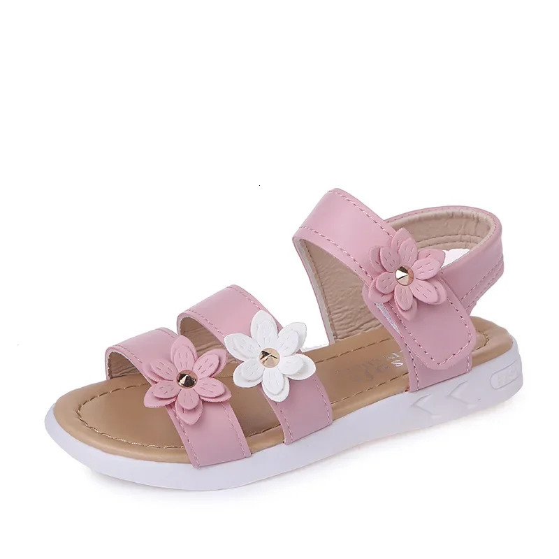 Summer Girls Sandals Kids Floral with 3 Flowers Princess Sweet for Wedding Party Dress Shoes 2136 240708
