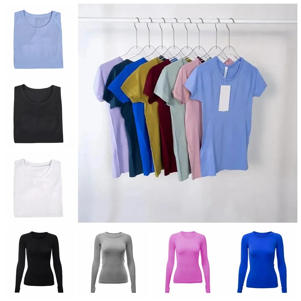 Yoga Womens T-Shirts High-Elastic Breathable Running Top Quick Drying Seamless Short Sleeve Sport-Cycling Gym Wear Jogging Fitness Clothes close skin tops