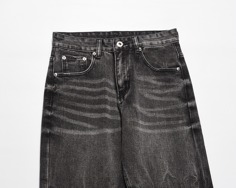 D1231 Custom American high street distressed vintage washed Black flared casual denim men's jeans