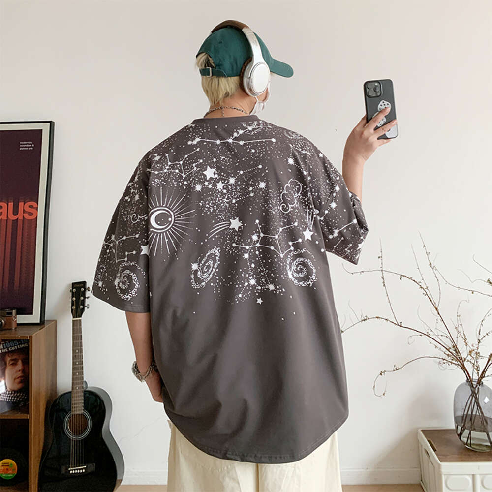 Short T-shirt for men in summer 2024, new pure cotton youth trendy style, casual loose half sleeved