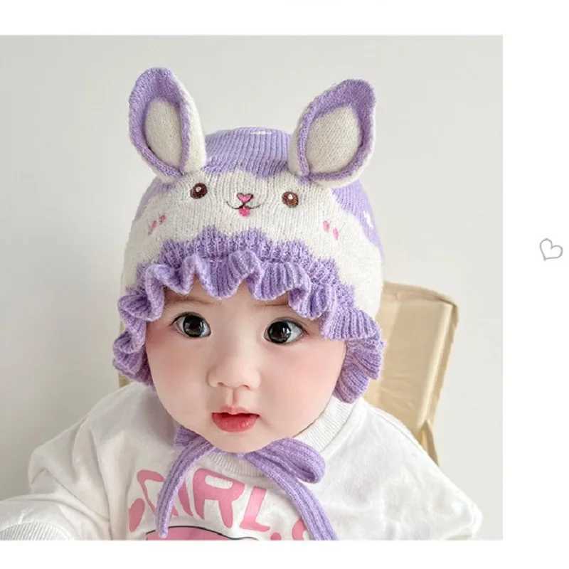 Baby Ear Protection Knitted Hat Baby Photography Prop Bucket Hat Cute Cartoon Rabbit Winter Hat 3-18MW240713