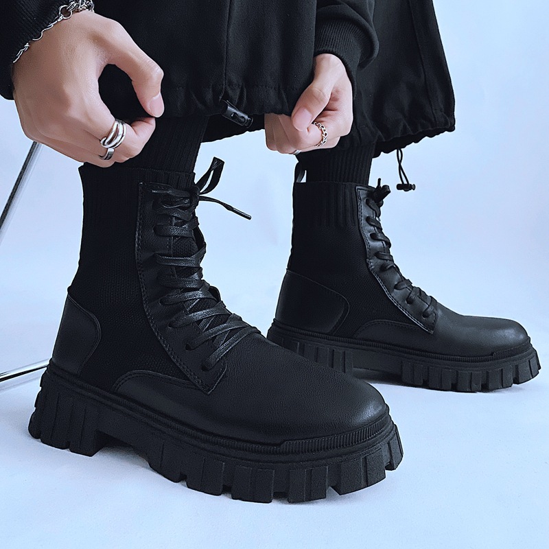 Men's 2024 Fashion Thick Heel Martin Boots, Non-Slip Durable Leather Winter Ankle Boots
