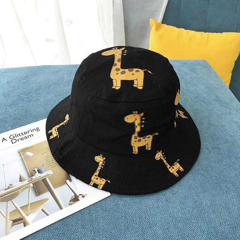 Cartoon Giraffe Baby Bucket Hat Outdoor Beach Childrens Sun Hat Childrens Panama Hat Baby Bucket HatW240713