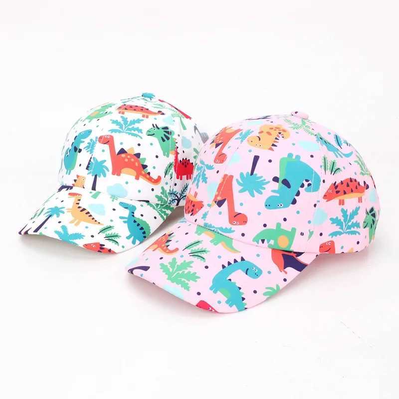 New Spring Autumn Cotton Sun Hat Childrens Summer Snapshot Hat Baby Girls and Boys Cartoon Dinosaur Childrens Baseball HatW240713