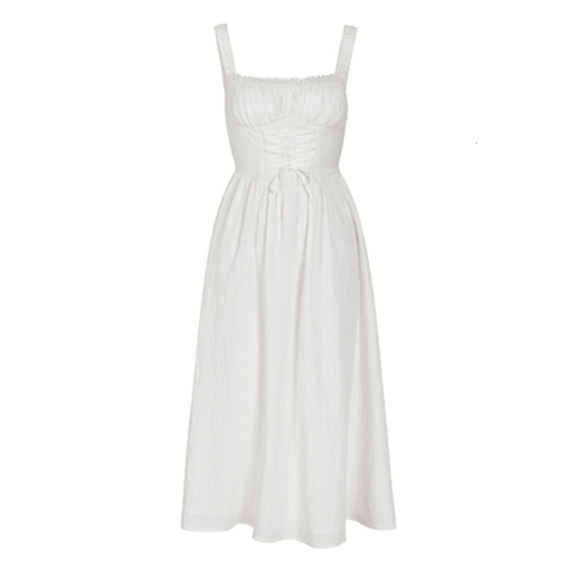 Fashion 741 New 2023 French Square Collar Strap Dress with Women's Design Sense and Gentle Style Skirt Sexy Dress Self-cultivation Loose Round Ne