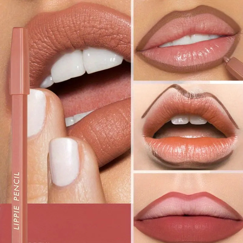 12 Shades Matte Lipstick Pen Nude Pinkish Matte Solid Lip Gloss Waterproof Long Lasting Lipstick Pencil Lip Liner Pen Lip Makeup 240713