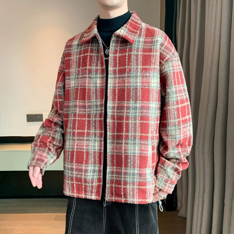 Fashion Spring Autumn Casual Checkered Jackets Hip Hop Streetwear Loose American Plaid Coats Youth Windproof Tops Clothing 240712