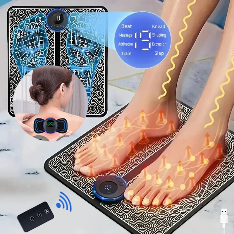 EMS foot massager pad portable folding massage pad pulse muscle stimulation improves blood circulation relieves pain relaxes feet 240713