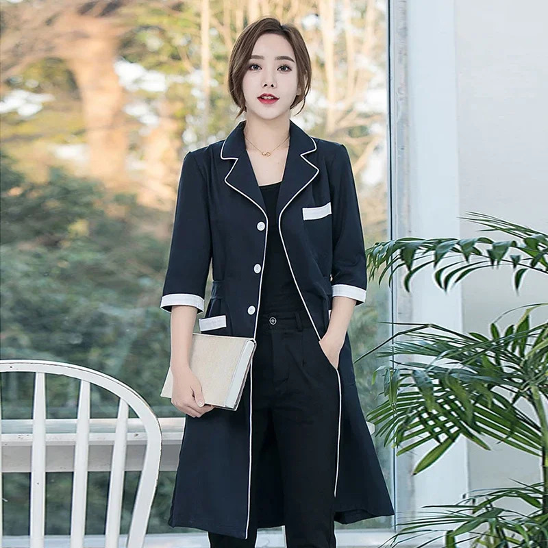 Lab Coat High quality Spa Uniforms Tattooist Work clothing Scrubs Uniforms Purple Long Sleeve Beauty Salon Work Wear Summer 240708