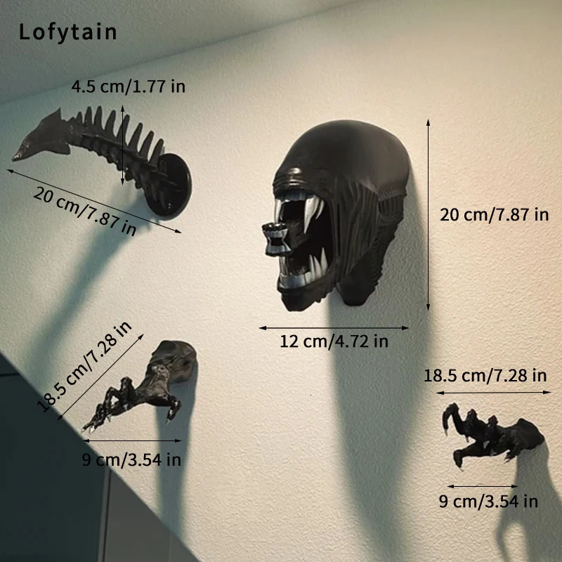 Lofytain Alien Xenomoprh Wall Art Sculpture Statue Horror Alien Predator Sci-Fi Monster Beasts Decoration Halloween Gifts Props 240708