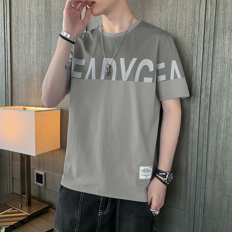 Summer round neck short sleeved fashion brand men's casual slim fit youth printed T-shirt