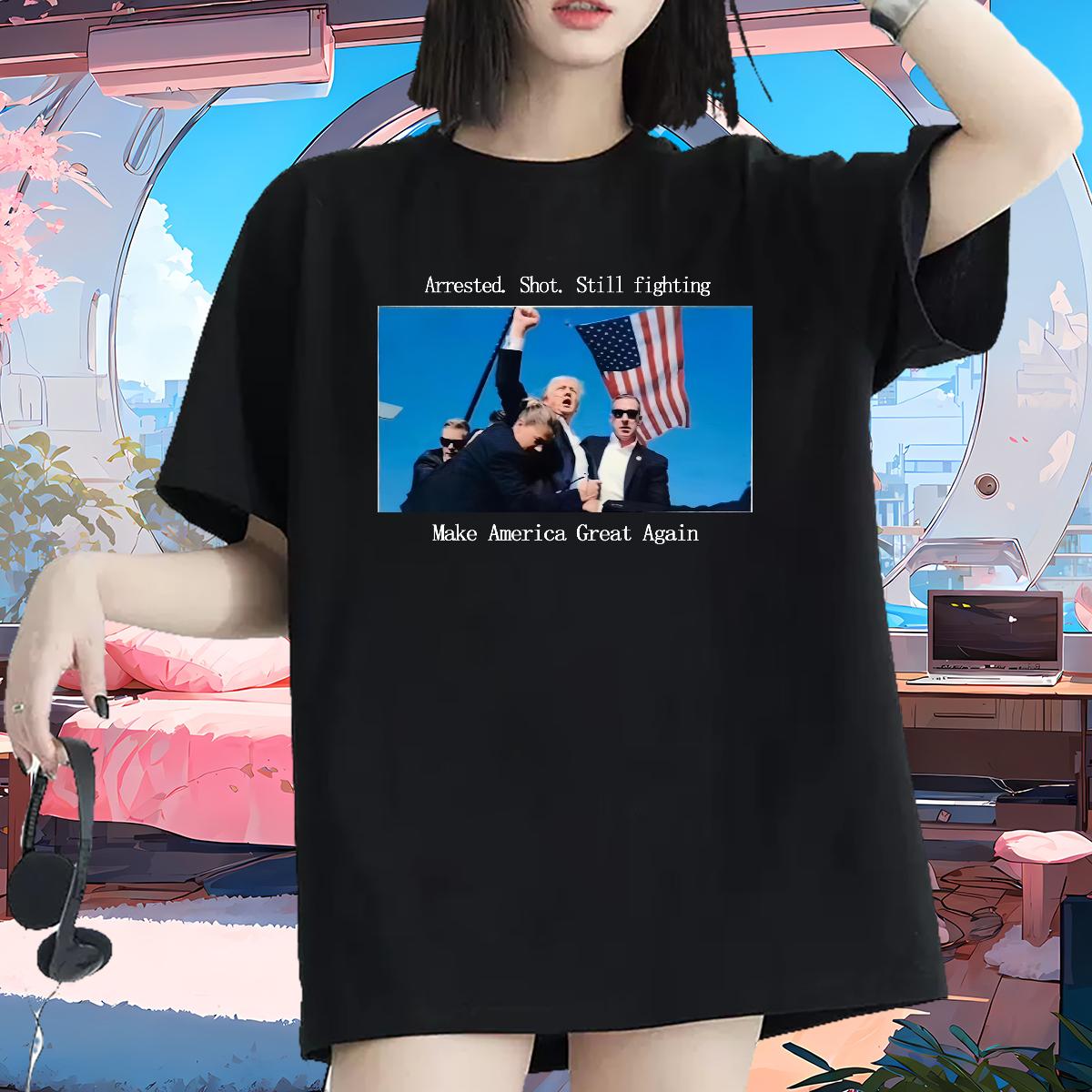 Fashion New T shirt 230g Cotton Custom Printed Make America Great Again Breathable Short Sleeve Tees Shirts Casual Daily Wear Lady Couples T Shirts