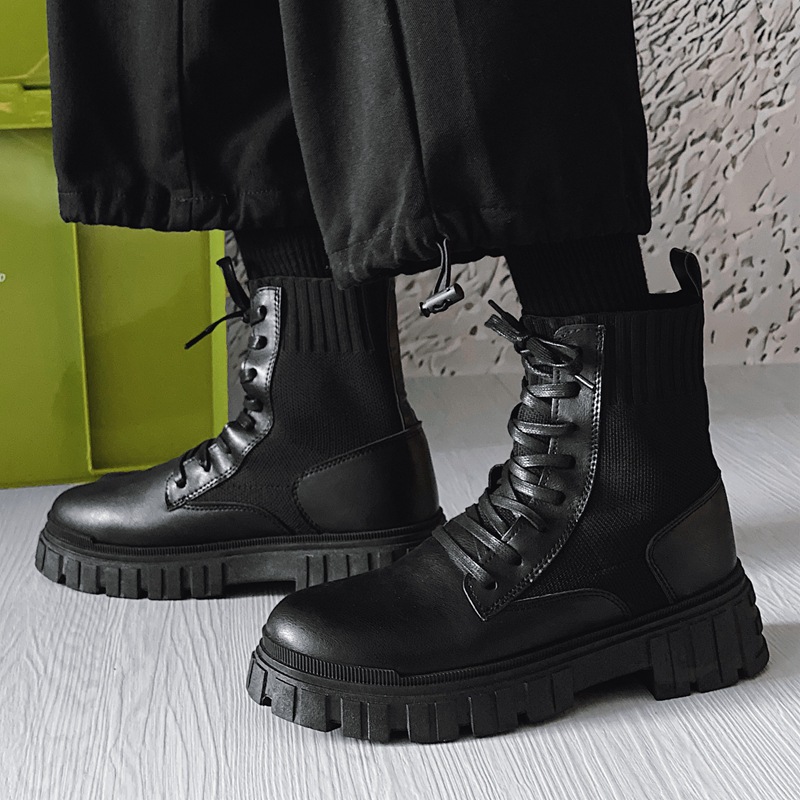 Men's 2024 Fashion Thick Heel Martin Boots, Non-Slip Durable Leather Winter Ankle Boots