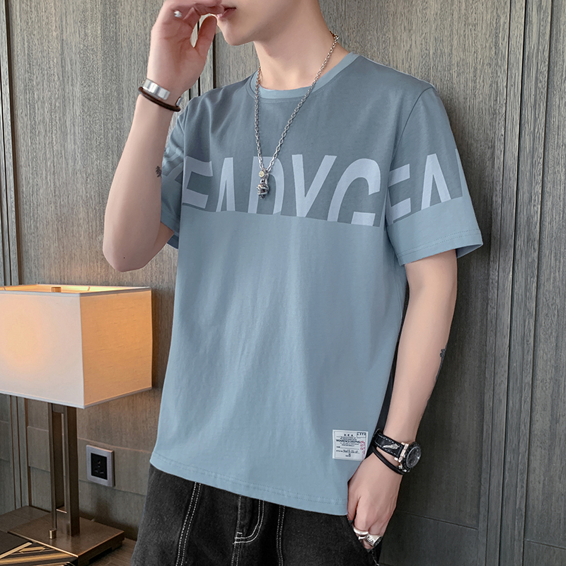 Summer round neck short sleeved fashion brand men's casual slim fit youth printed T-shirt