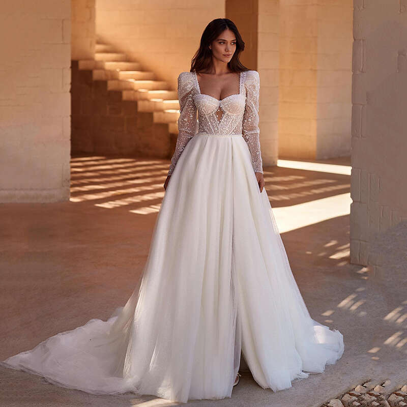BOHO Simple Wedding Dresses For Women 2024 Sweetheart Backless Sexy Bridal Gowns Tulle Long Sleeve Robe A-e Vestidos De Novia