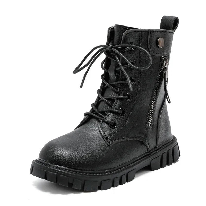 Black Girls Boots Drop PU Children Fashion Casual Short Boots Simple Princess Boot Narrow Band Kids Boots Chic 240710