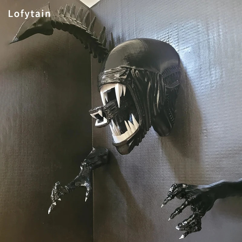 Lofytain Alien Xenomoprh Wall Art Sculpture Statue Horror Alien Predator Sci-Fi Monster Beasts Decoration Halloween Gifts Props 240708