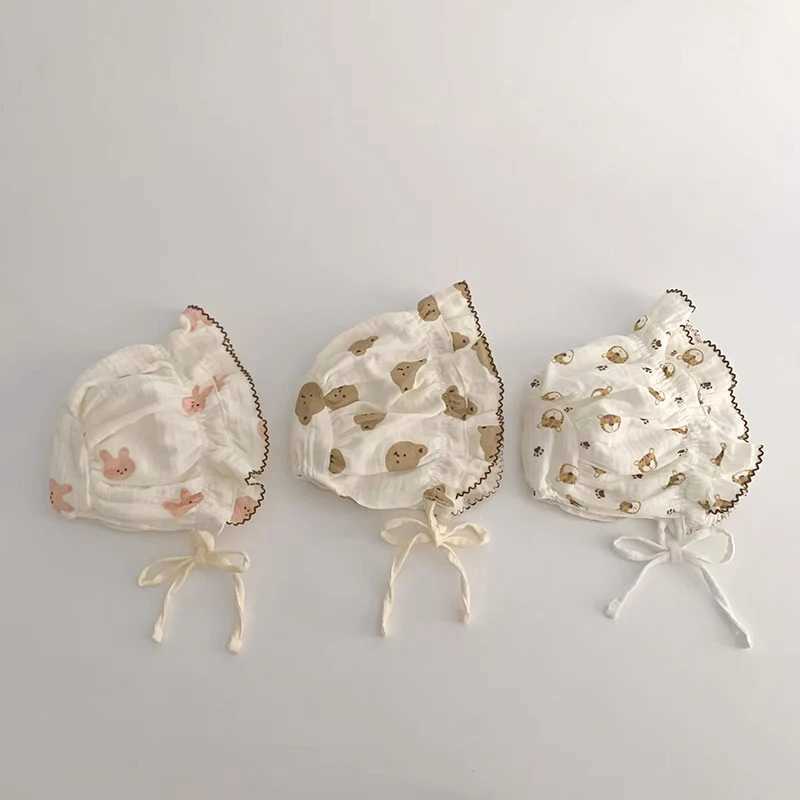 Newborn Baby Hat Summer Soft Cotton Baby Boy and Girl Lace Hoodie Cute Bear Rabbit Flower Printed Preschool Sun HatW240713