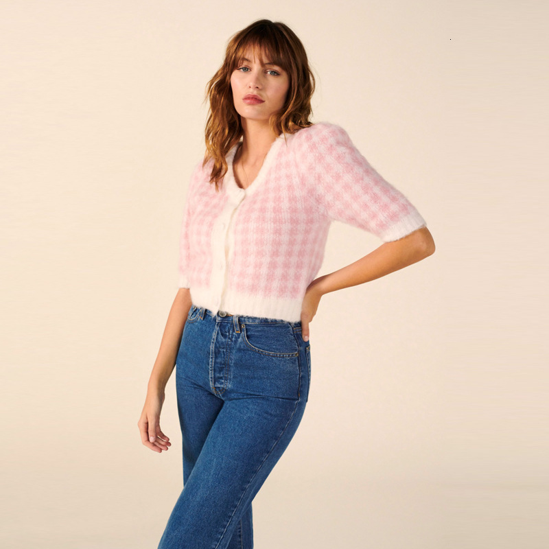 Suspender Printing Ventilation 238 # Ref Ma Hai Plaid Sweater Top 2020 New French Style Women's Clothing Autumn Dress Women Waist Loose High Wais