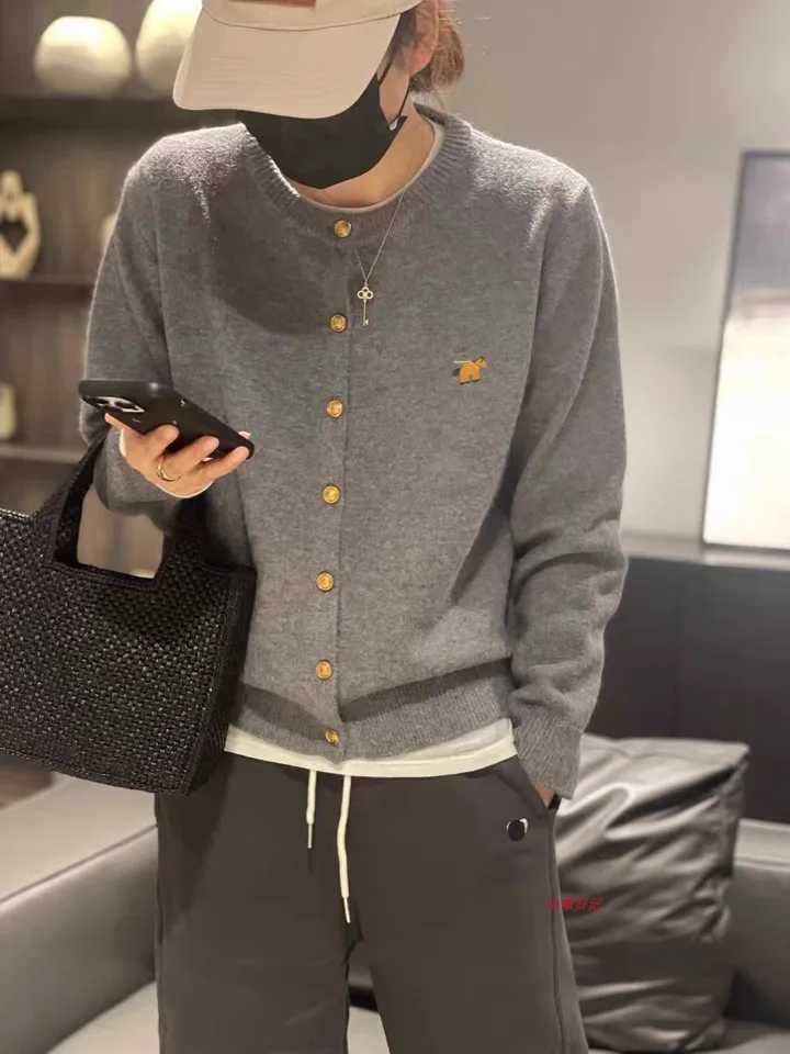 Women's Sweaters Womens boutique high-end round neck sweater knitted cardigan embroidered sweater long sleep new cashmere sweater J240708