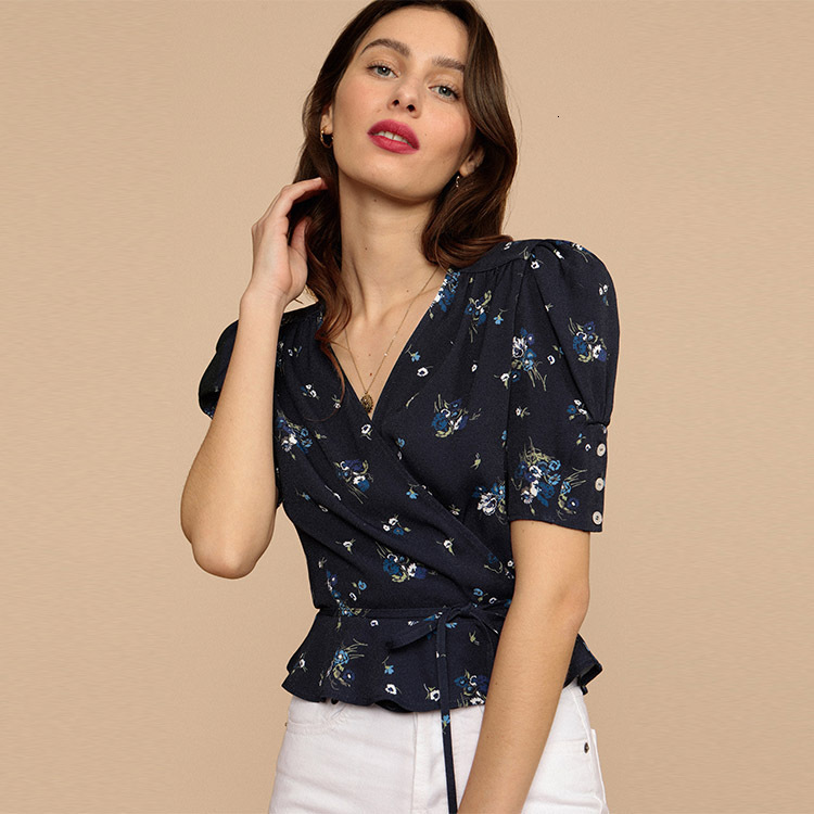 343 # Rouj Silk Printed Strap Top 2021 Summer New French Style Women's Clothing Sexy Loose Bifurcated Novelty Self-cultivation Pregnant Women