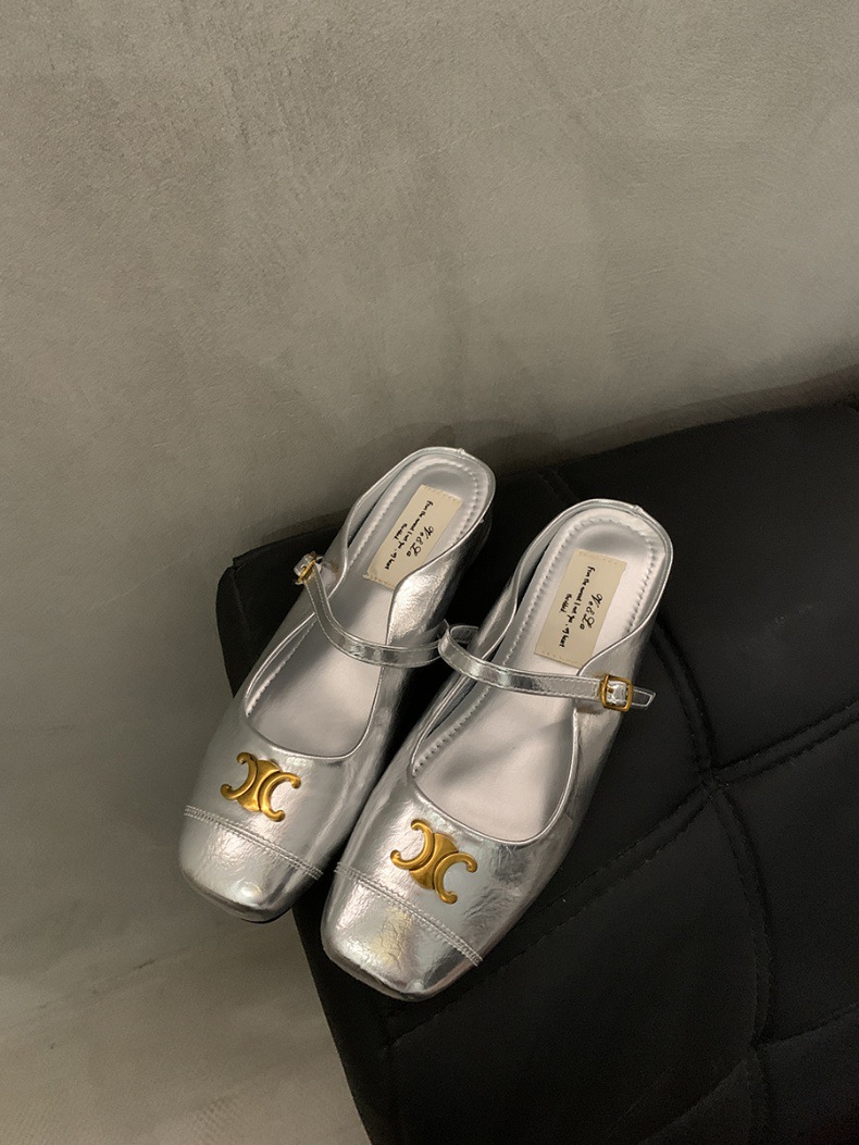 Inner height, Mary Jane single shoes, gentle temperament, French sandals, Korean hot version of the thick-soled women's toe semi-drag