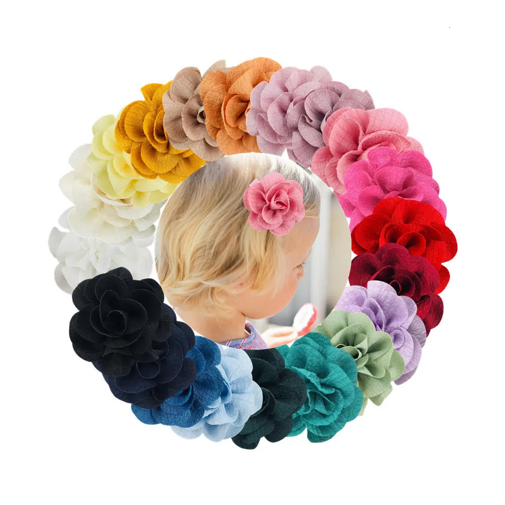 100PCS Wholesale 7CM 10CM Chiffon Ruffled Fabric Flowers Handmade Girls Hair Clips DIY Birthday Party Decorations Bridal Shower 240709