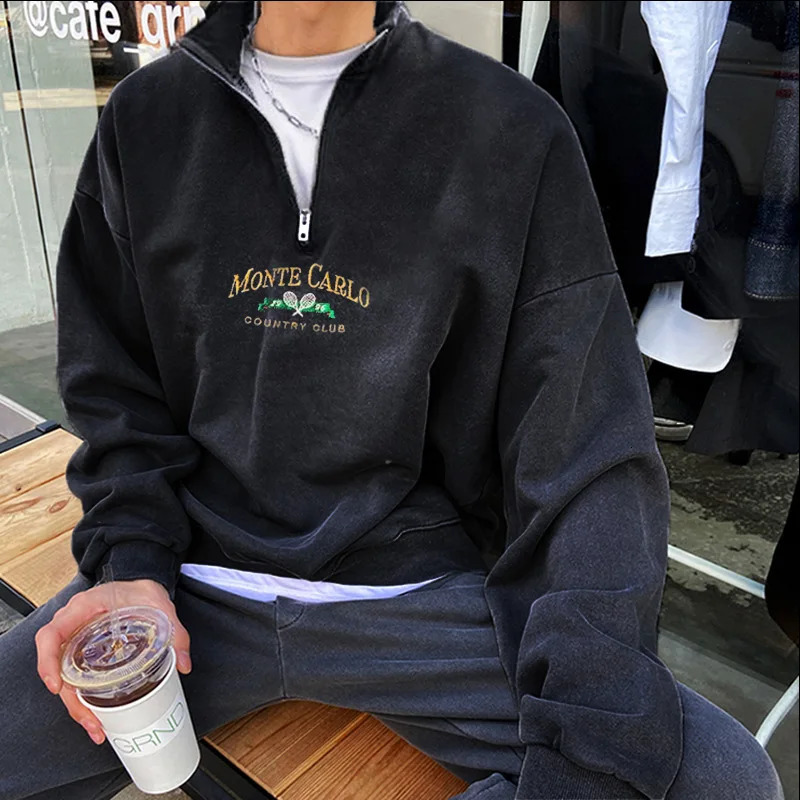 Letter Zipper Mens Sweatshirt Everyday Outdoor Casual Super Loose Hoodie Autumn Winter Youth Fashion Oversized Hoodie T-shirt 240712