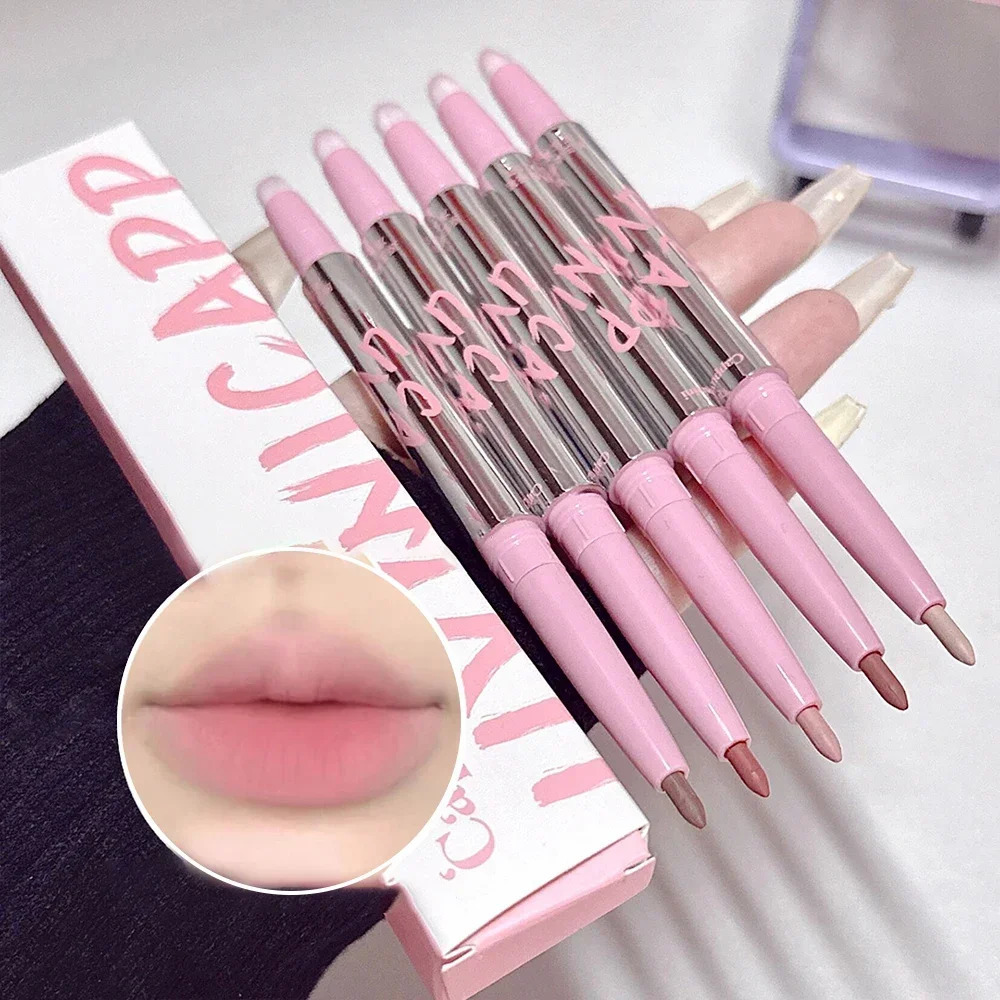 Lip Liner Pen Matte Lipstick Pen Silver Tube Waterproof Longlasting Lipstick Lip Contouring Non-stick Cup Lipliner Pencil Makeup 240713