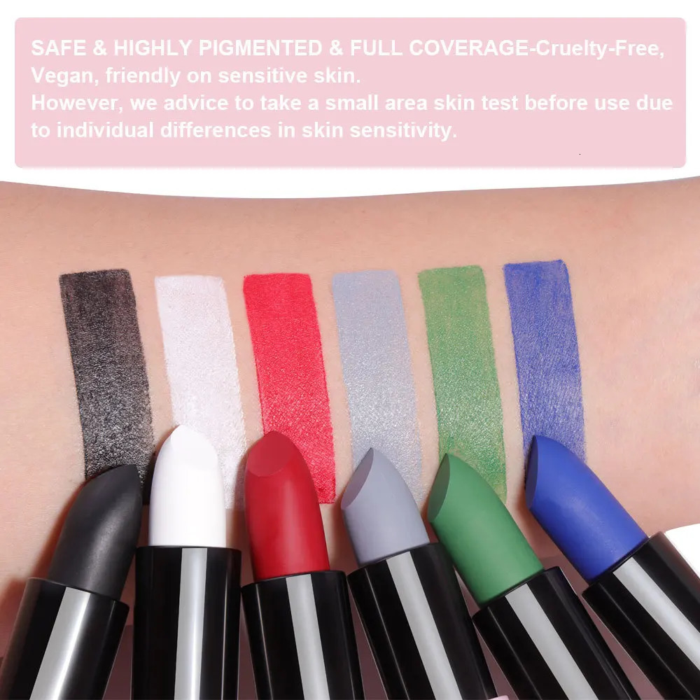 Matte Black White Lipstick Lasting Pigment Green Purple Waterproof Velvet Lipstick Christmas Halloween Party Lip Makeup Cosmetic 240713