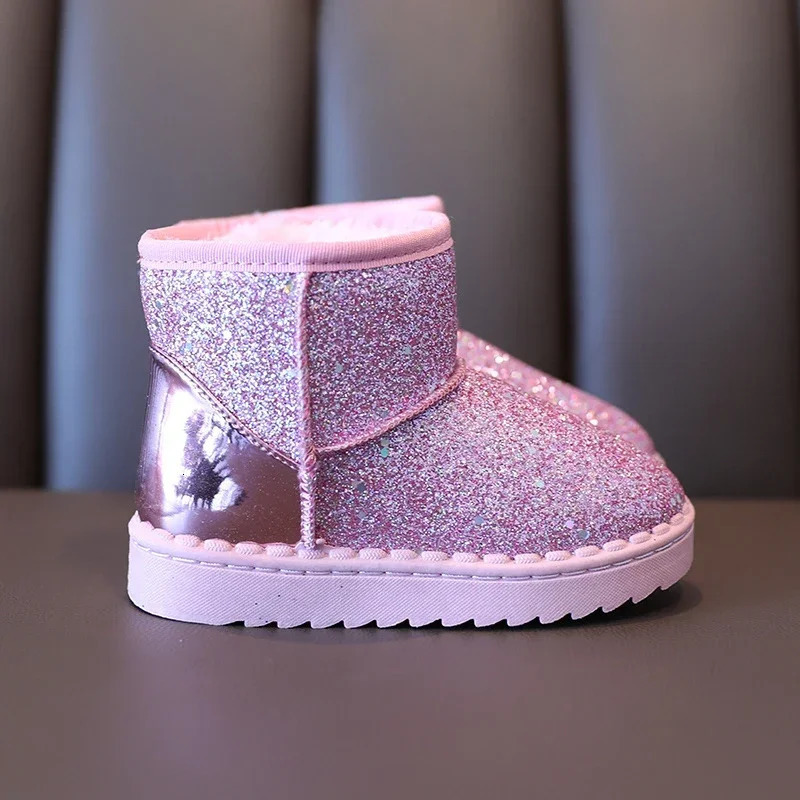 Arrival Bling Winter Shoes for Girls Plush Toddler Boy Boots Kids Keeping Warm Baby Snow Boots Children Shoes A11101 240711