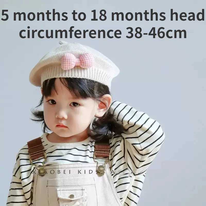 Flower Treasure Baby Thunder Hat Winter Warm Knitted Bean Hat Baby Girl Korean Preschool Princess Artist Solid Color Paint HatW240713