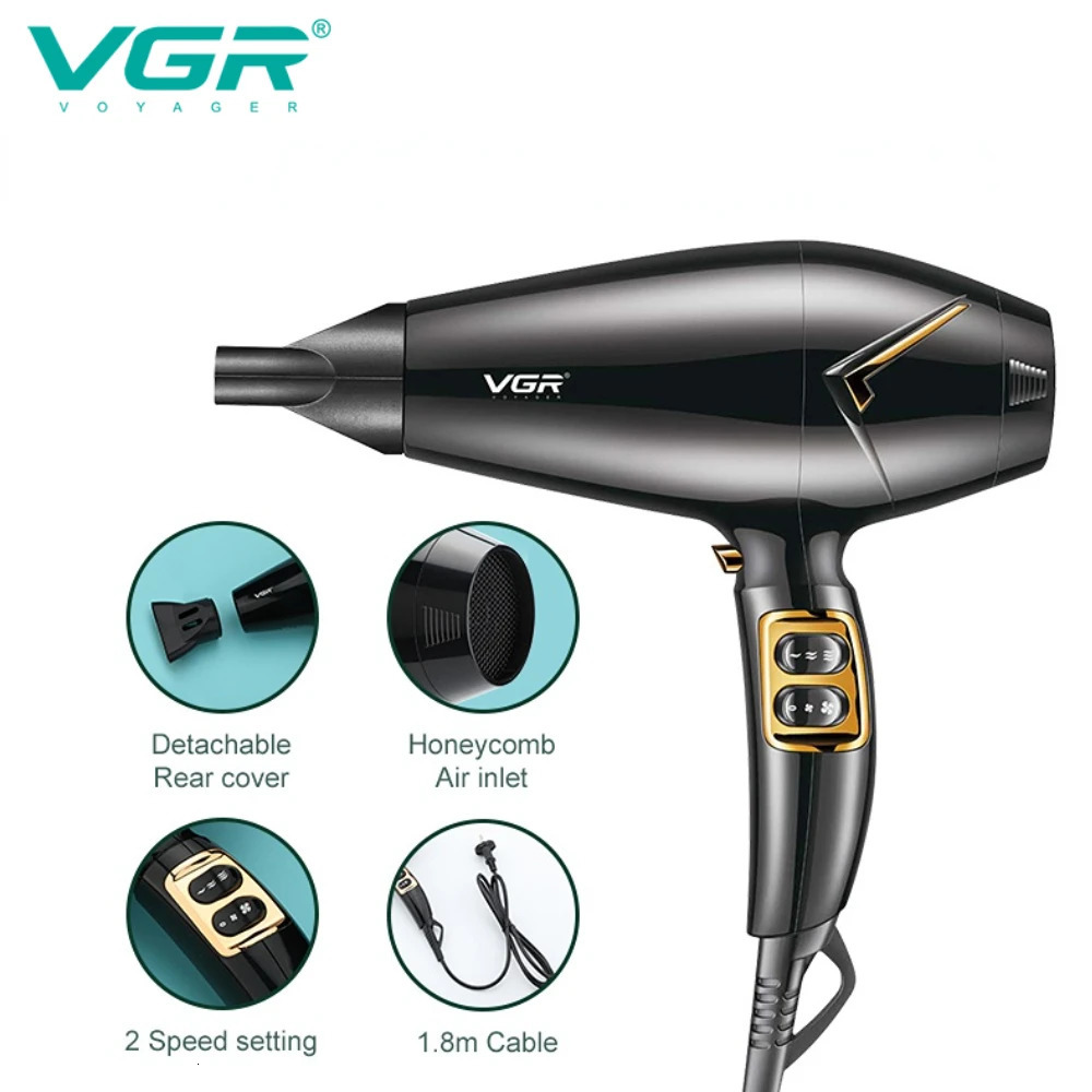 VGR Hair Dryer Professional Hair Dryer Machine Negative Ion Chaison Hair Dryer and Cold Adjustment Powerful Dryers V423 240708