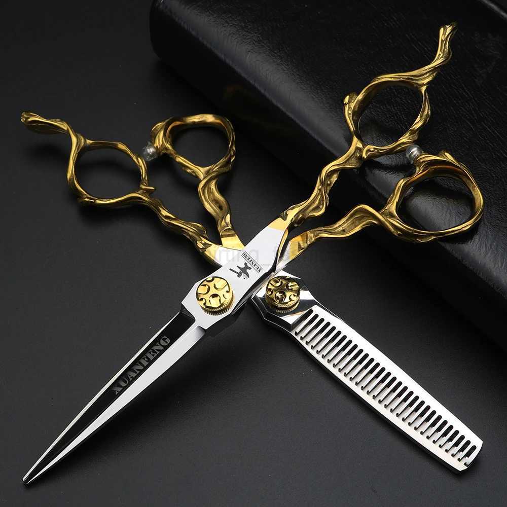 XUANFENG 6 inch imitation branch silver hair scissors 440C steel barber cutting scissors and Thinning ScissorsCL240715