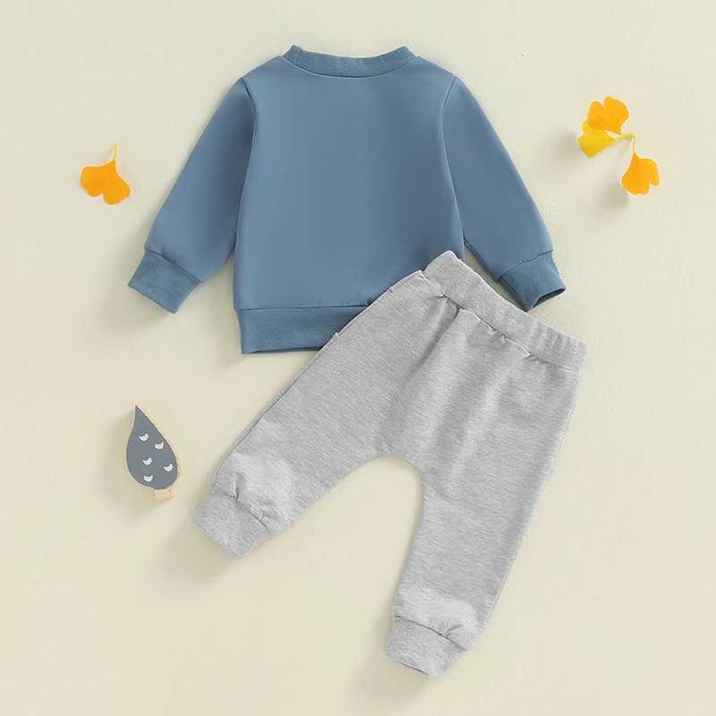 Clothing Sets Baby Boy Fall Clothes Toddler Tracksuit Outfit Letter Print Checkerboard Long Sleeve Sweatshirt Elastic Waist Pants 2 Piece Set