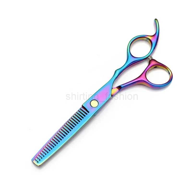 Professional Japan 440c Steel 6inch Rainbow Cut Hair Scissors Set Cutting Shears Thinning Barber Scissor Hairdressing ScissorsCL240715