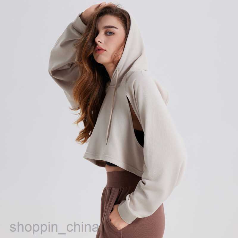 Women Hoodies Sweatshirts New autumn winter streaming sports hoodie for women exposed navel short drawstring loose fit fitness top pullover yoga joggi