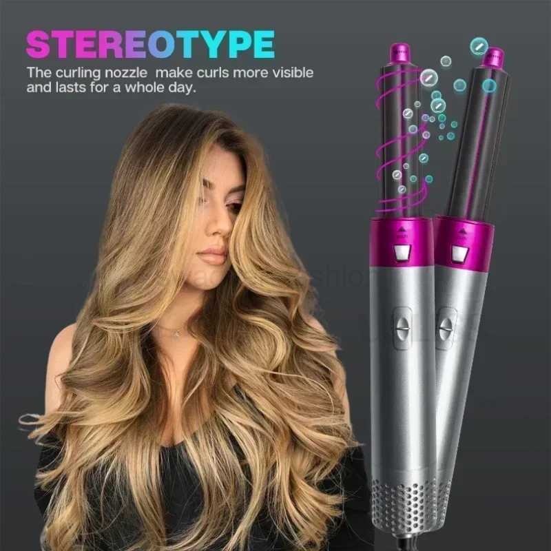 Hot Air Brush 5 in 1 Hair Dryer Brush Negative Ionic Detachable Hair Dryer Styler Air Culer Wand Hair Straightener Brush BlowB240715